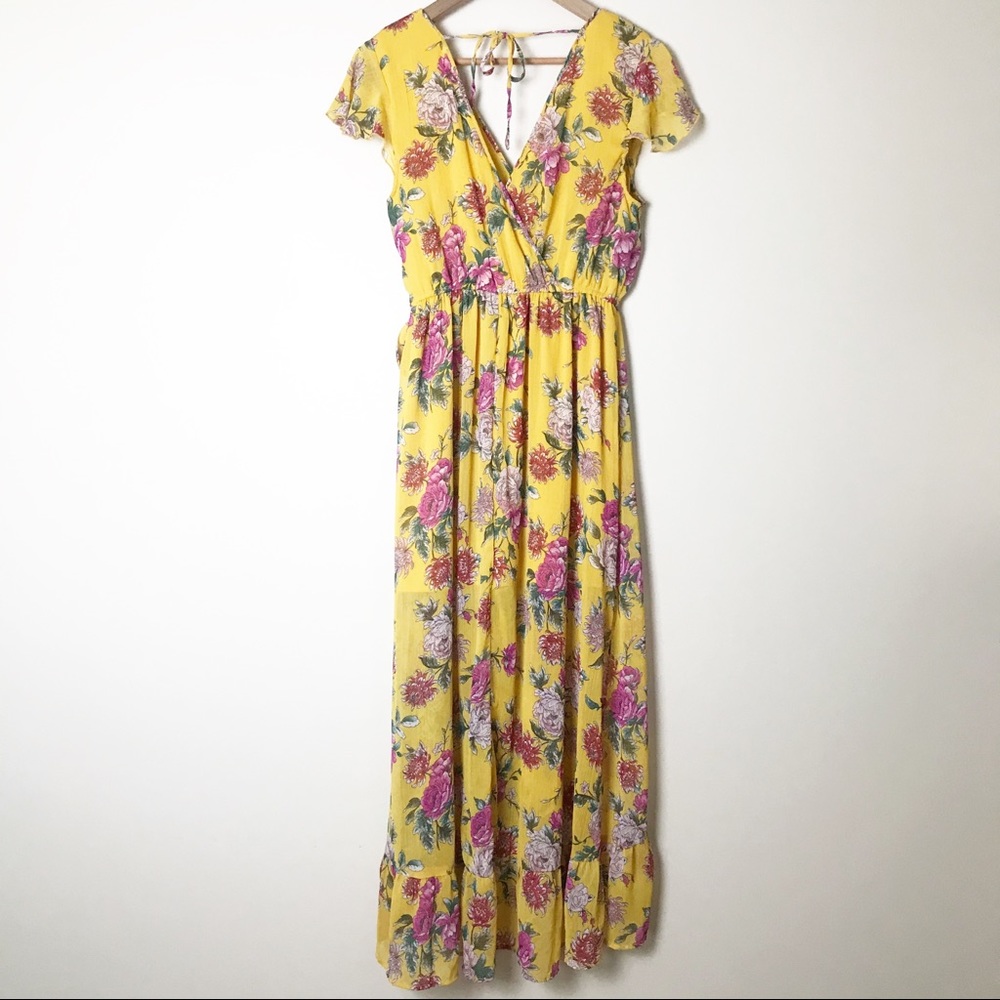 Band of Gypsies Yellow Floral Maxi Dress